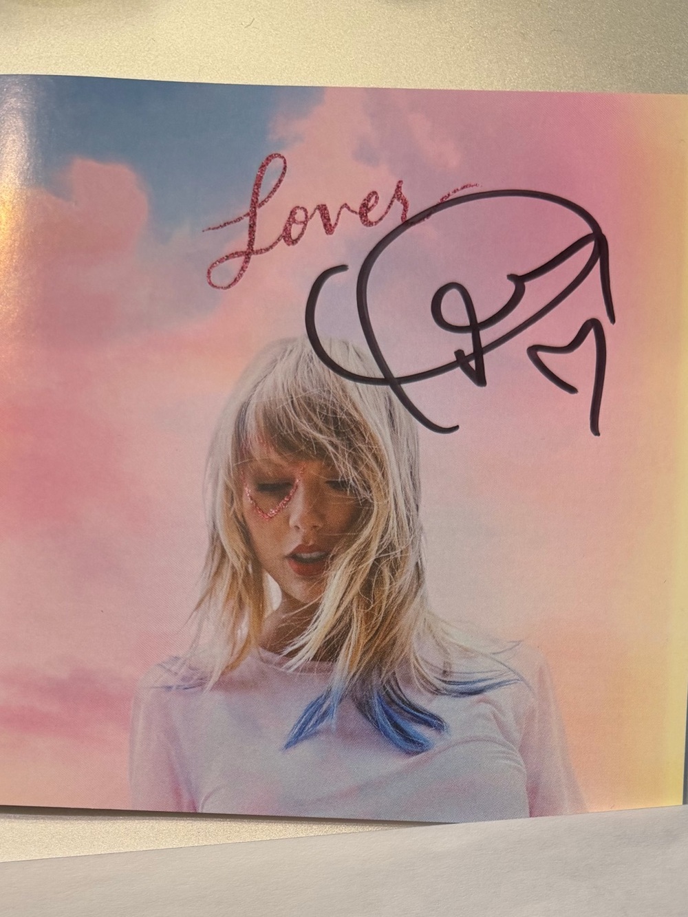 Taylor Swift Signed 'Lover' Album Art Print – Pastel Pink and Blue